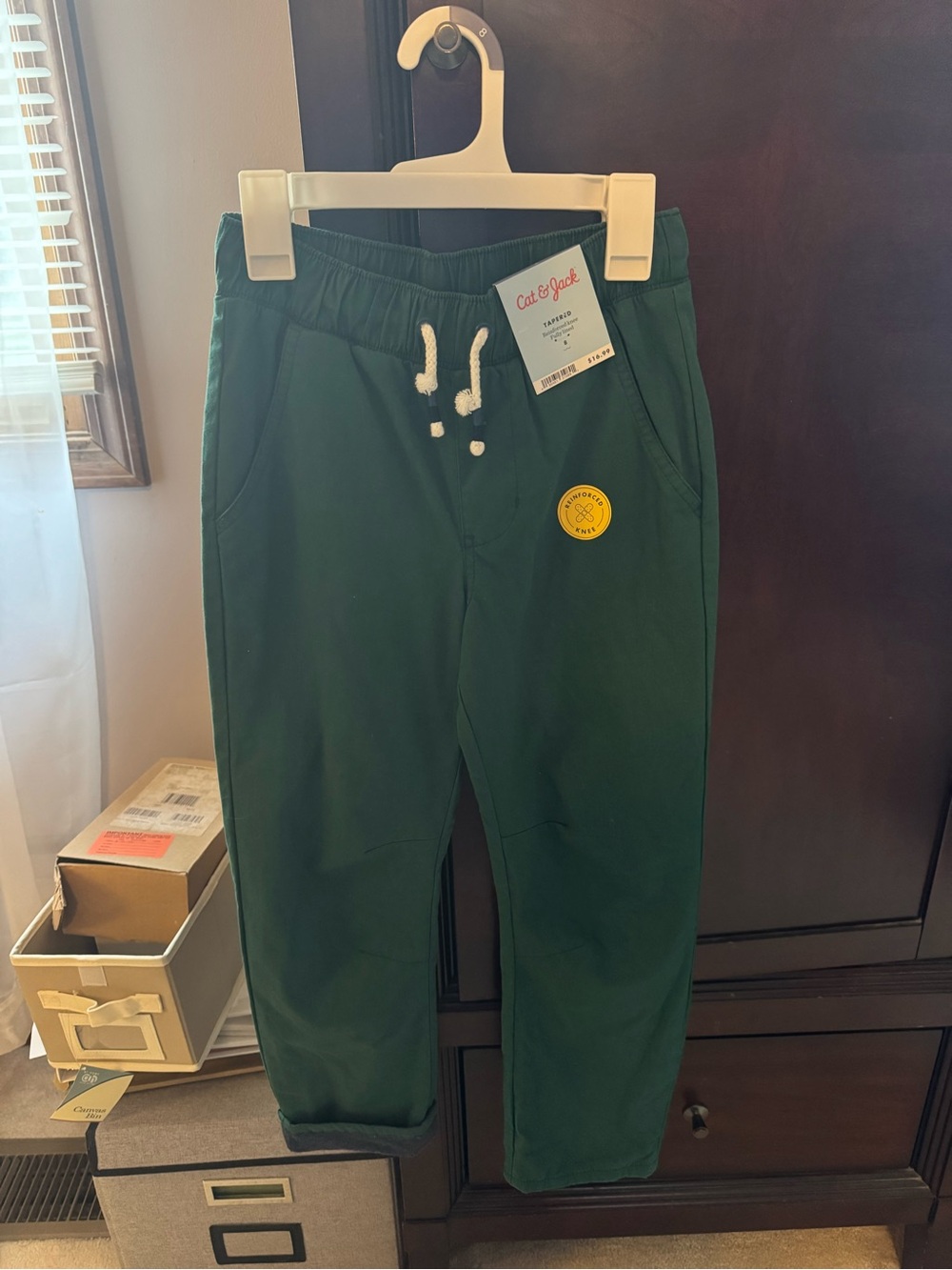 Cat & Jack Boys' Green Drawstring Lined Pants